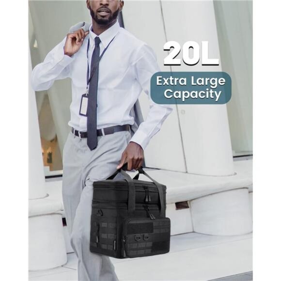 Tactical Lunch Bag,20L Large Heavy Duty DoubleDeck Insulated Lunch Box Leakproof - Picture 2 of 8
